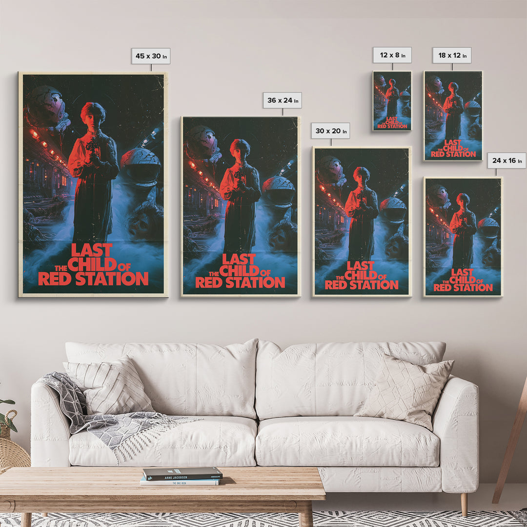 The Last Child Of Red Station, English Language Horror Movie Poster, 1980s Vhs Nightmare Cover Inspired Art, Retro Horror Movie Art
