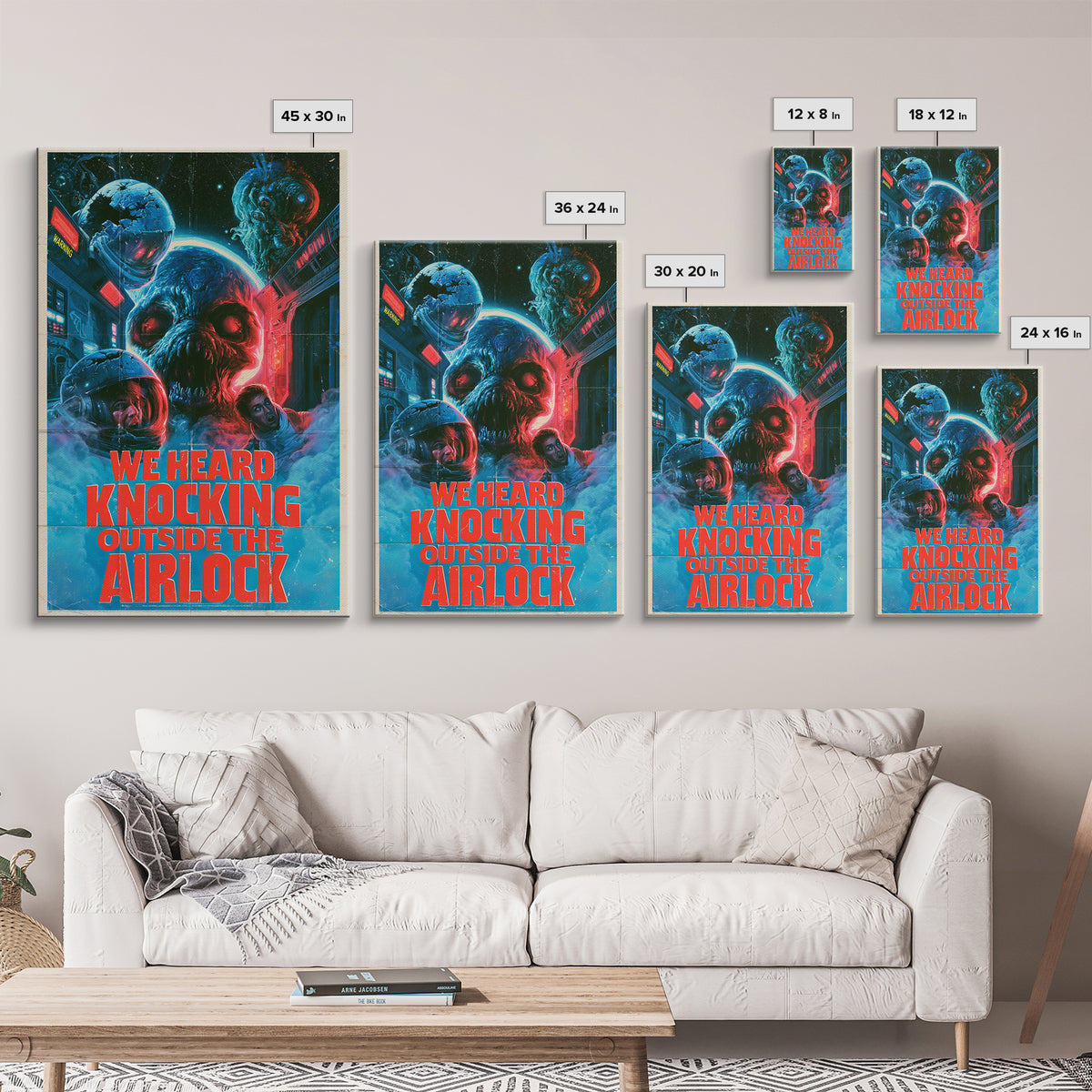 We Heard Knocking Outside The Airlock, English Language Horror Movie Poster, 1980s Vhs Nightmare Cover Inspired Art, Gothic Cinema Wall Art