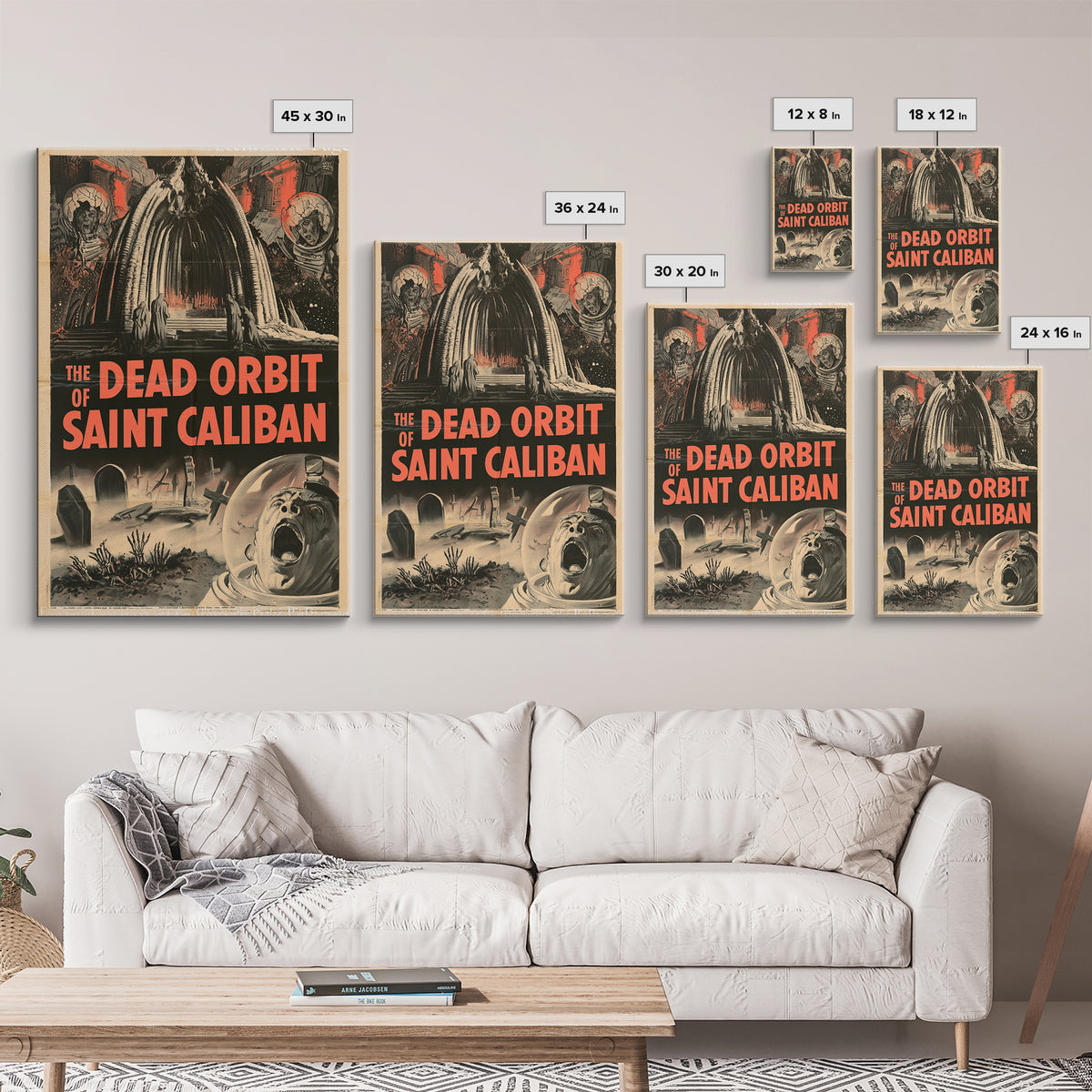 The Dead Orbit Of Saint Caliban, English Language Horror Movie Poster, 1950s Creature-Feature One-Sheet Inspired Art, Classic Monster Poster