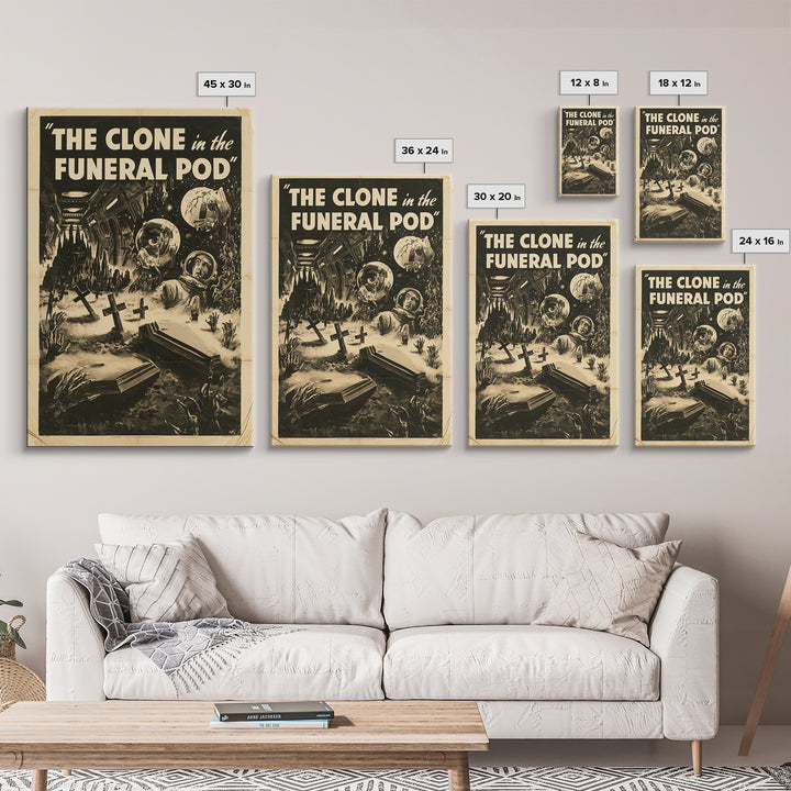 The Clone In The Funeral Pod, English Language Horror Movie Poster, 1930s Horror Art, Retro Horror Movie Art, Canvas Print