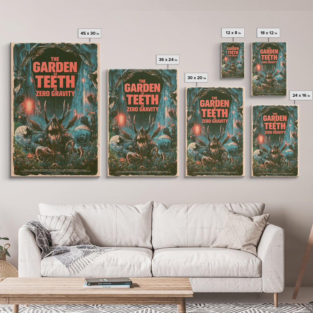 The Garden Of Teeth In Zero Gravity, English Language Horror Movie Poster, Giallo Horror Art, Gothic Cinema Wall Art, Framed Canvas Print
