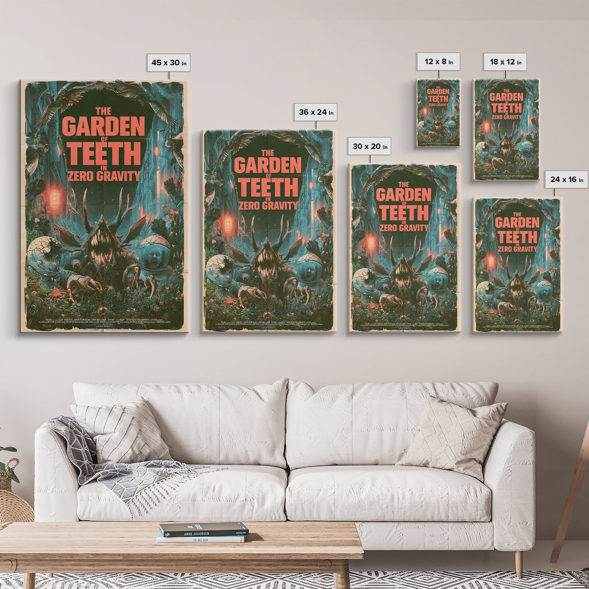 The Garden Of Teeth In Zero Gravity, English Language Horror Movie Poster, Giallo Horror Art, Gothic Cinema Wall Art, Framed Canvas Print