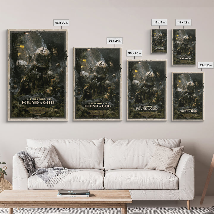 The Terraformers Found A God, English Language Horror Movie Poster, Dark Romantic Horror Art, Cult Horror Poster, Canvas Print