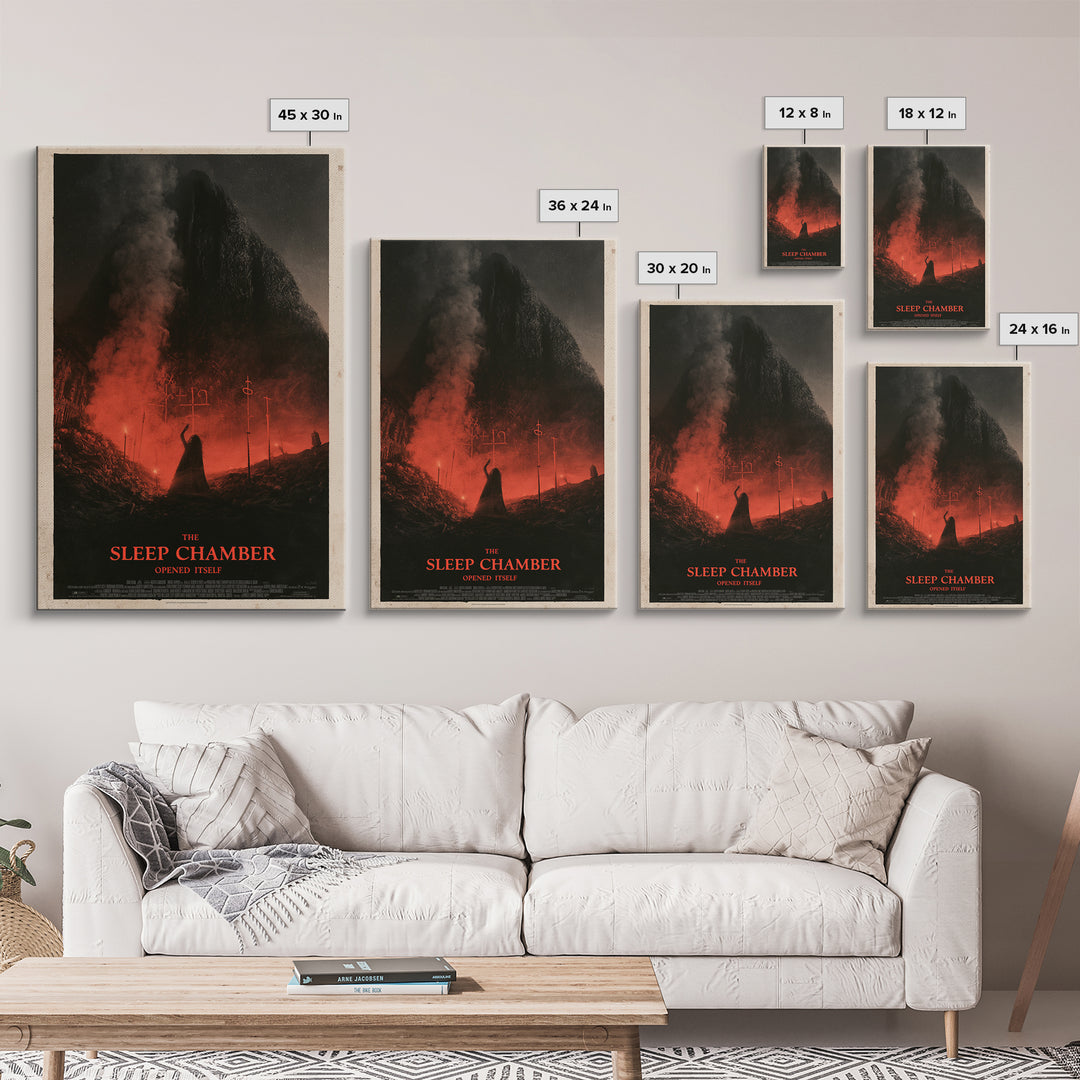 The Sleep Chamber Opened Itself, English Language Horror Movie Poster, 1930s Horror Art, Gothic Cinema Wall Art, Framed Canvas Print