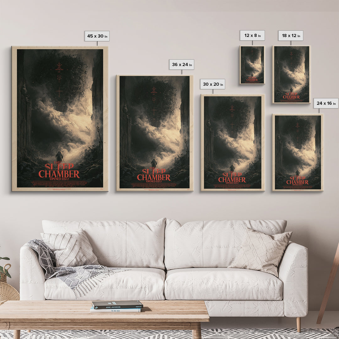 The Sleep Chamber Opened Itself, English Language Horror Movie Poster, Dark Romantic Horror Art, Gothic Cinema Wall Art, Canvas Print