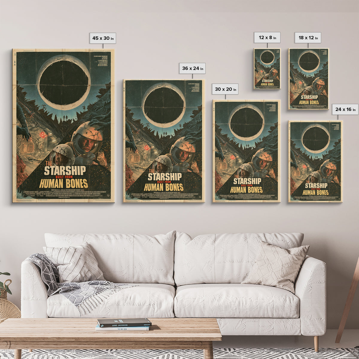 The Starship Built From Human Bones, English Language Horror Movie Poster, Giallo Horror Art, Retro Horror Movie Art, Framed Canvas Print