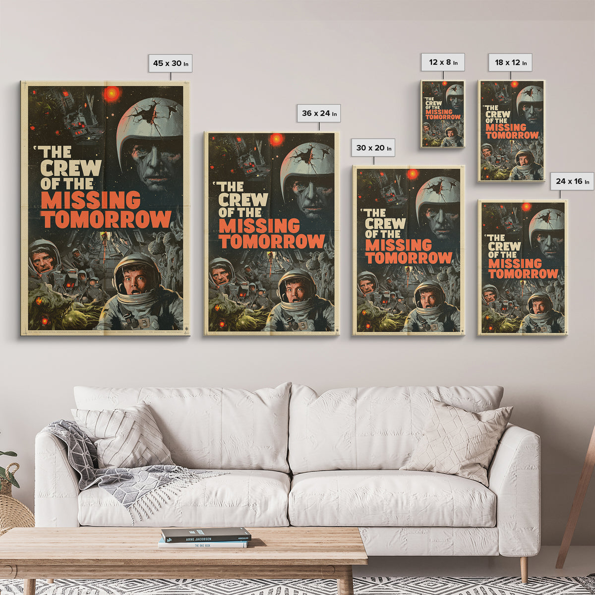 The Crew Of The Missing Tomorrow, English Language Horror Movie Poster, 1970s Horror Art, Retro Horror Movie Art, Framed Canvas Print