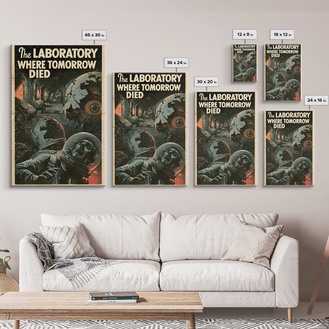 The Laboratory Where Tomorrow Died, English Language Horror Movie Poster, 1930s Horror Art, Gothic Cinema Wall Art, Canvas Print