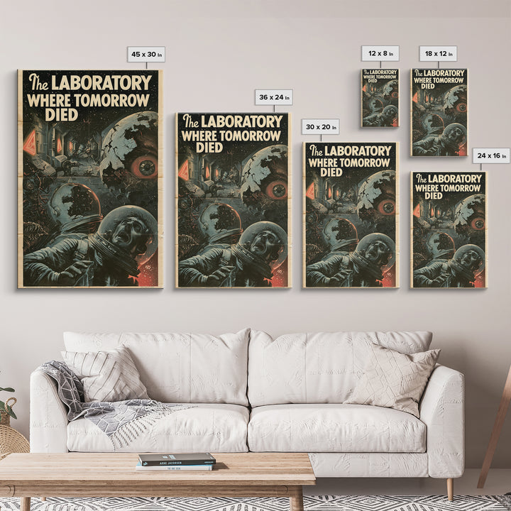 The Laboratory Where Tomorrow Died, English Language Horror Movie Poster, 1930s Horror Art, Gothic Cinema Wall Art, Canvas Print