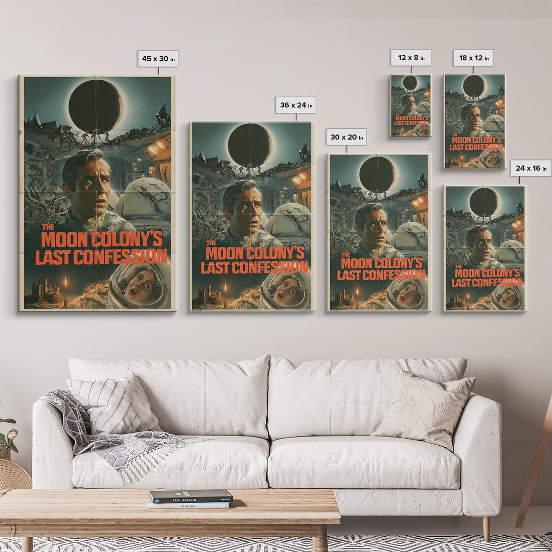 The Moon Colony'S Last Confession, English Language Horror Movie Poster, 1960s Horror Art, Cult Horror Poster, Canvas Print