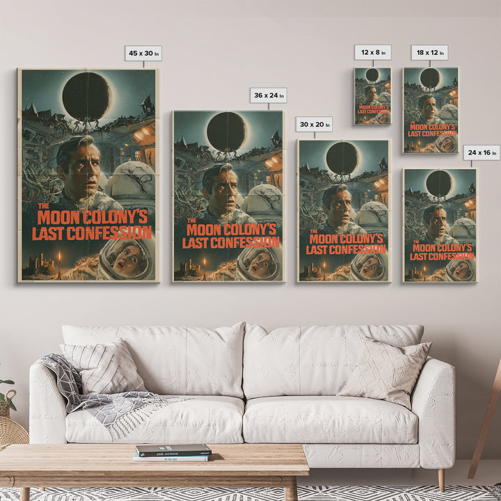 The Moon Colony'S Last Confession, English Language Horror Movie Poster, 1960s Horror Art, Cult Horror Poster, Canvas Print