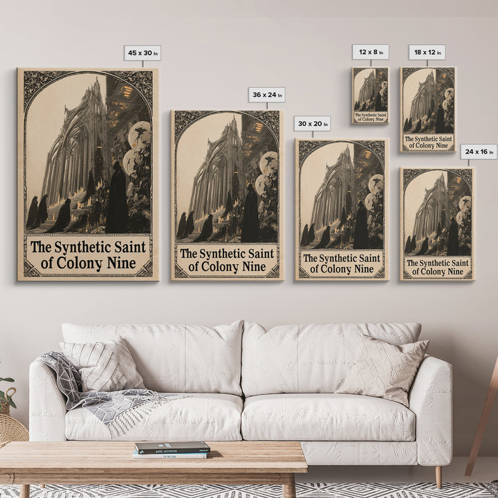 The Synthetic Saint Of Colony Nine, English Language Horror Movie Poster, Decadent Line Art, Gothic Cinema Wall Art