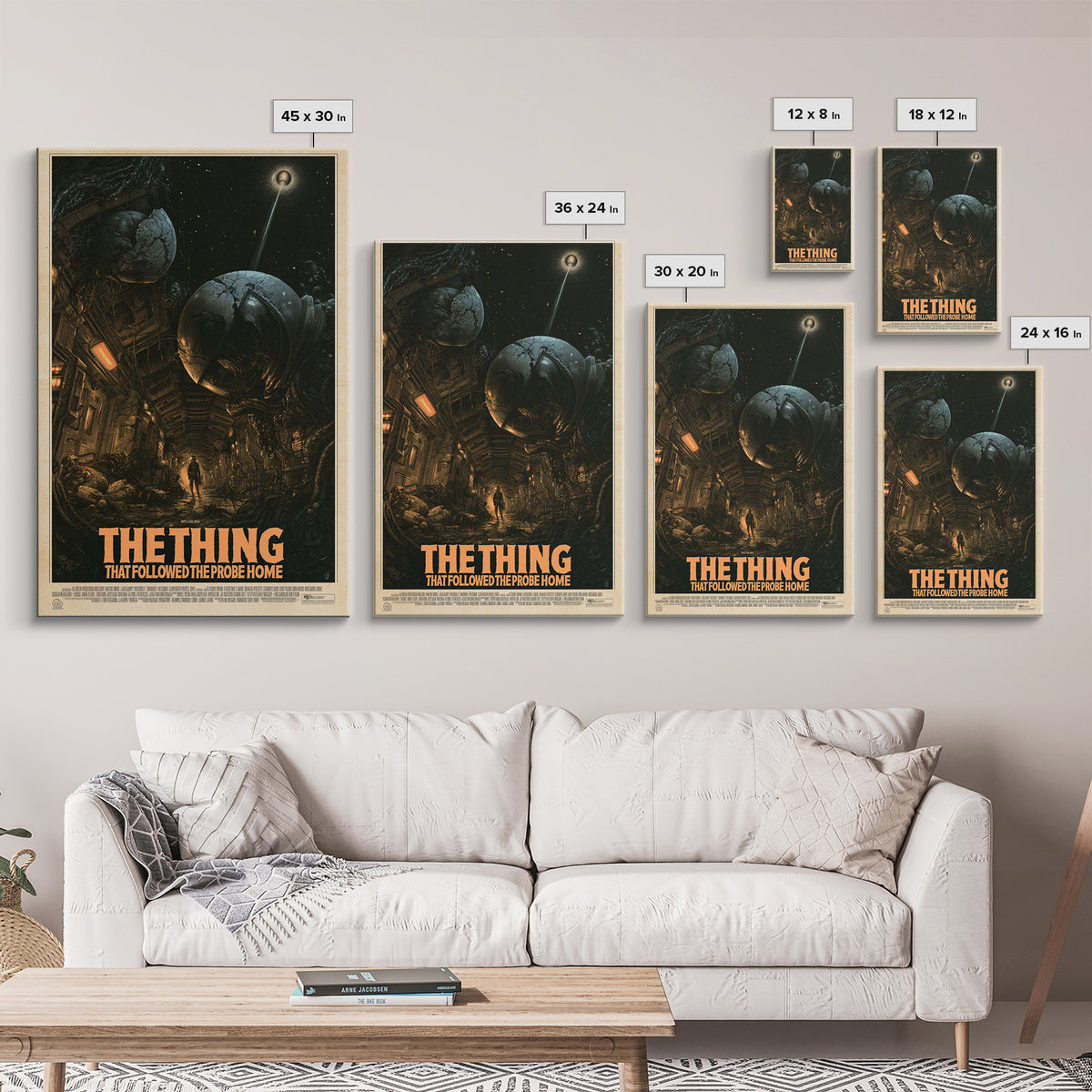 The Thing That Followed The Probe Home, English Language Horror Movie Poster, Gothic Engraving Art, Classic Monster Poster