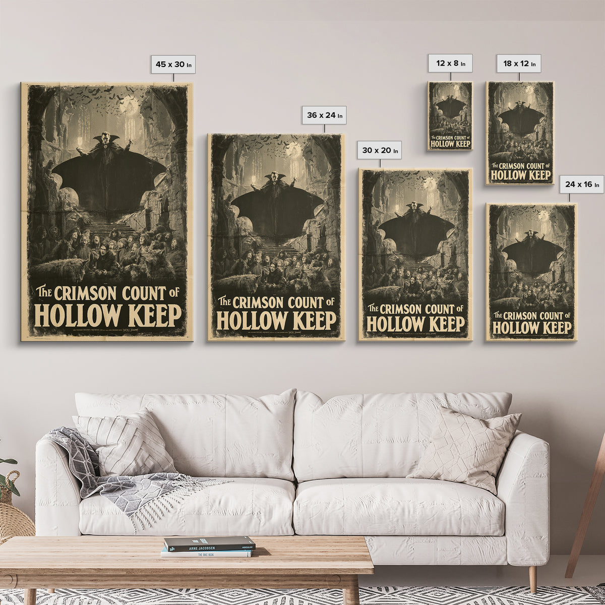 The Crimson Count Of Hollow Keep, English Language Horror Movie Poster, 1930s Horror Art, Classic Monster Poster, Framed Canvas Print