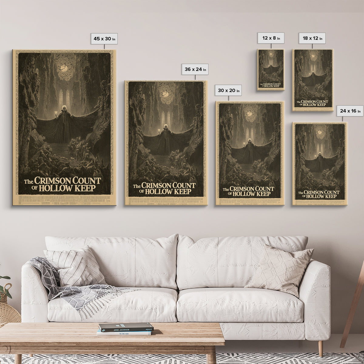 The Crimson Count Of Hollow Keep, English Language Horror Movie Poster, Gothic Engraving Art, Gothic Cinema Wall Art, Canvas Print