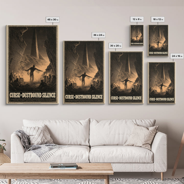 Curse Of Dustbound Silence, English Language Horror Movie Poster, Gothic Engraving Art, Gothic Cinema Wall Art, Canvas Print