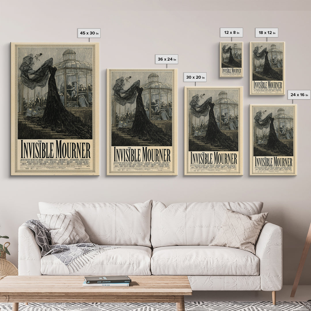 The Invisible Mourner, English Language Horror Movie Poster, Victorian Macabre Art, Cult Horror Poster, Framed Canvas Print