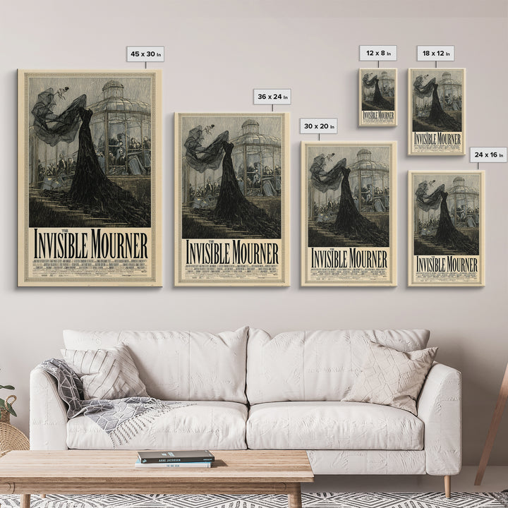 The Invisible Mourner, English Language Horror Movie Poster, Victorian Macabre Art, Cult Horror Poster, Framed Canvas Print