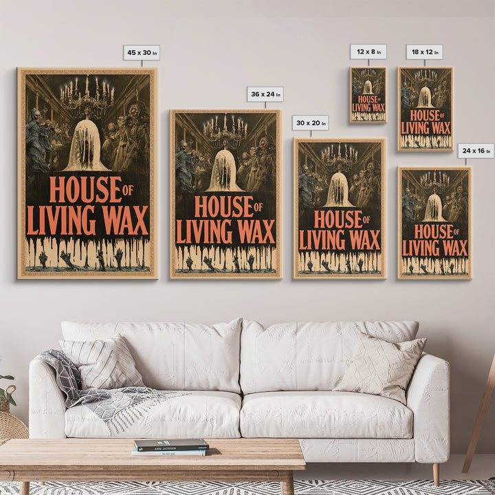 House Of Living Wax, English Language Horror Movie Poster, Grotesque Carnival Art, Cult Horror Poster, Framed Canvas Print
