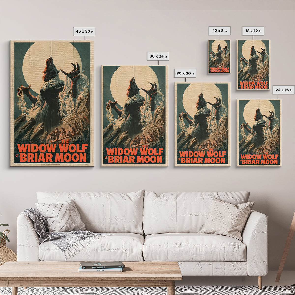 The Widow Wolf Of Briar Moon, English Language Horror Movie Poster, 1970s Horror Art, Retro Horror Movie Art, Framed Canvas Print