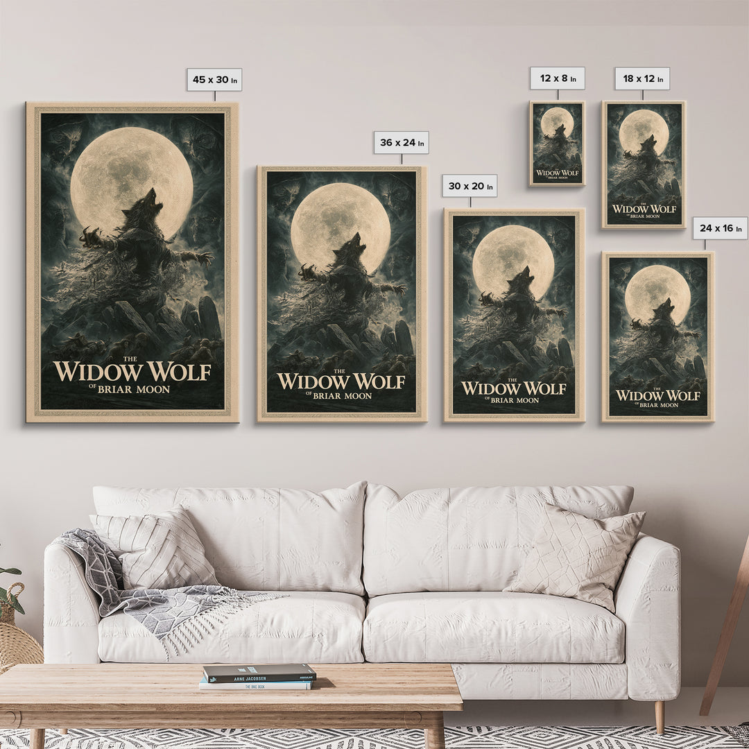 The Widow Wolf Of Briar Moon, English Language Horror Movie Poster, Dark Romantic Horror Art, Classic Monster Poster, Framed Canvas Print