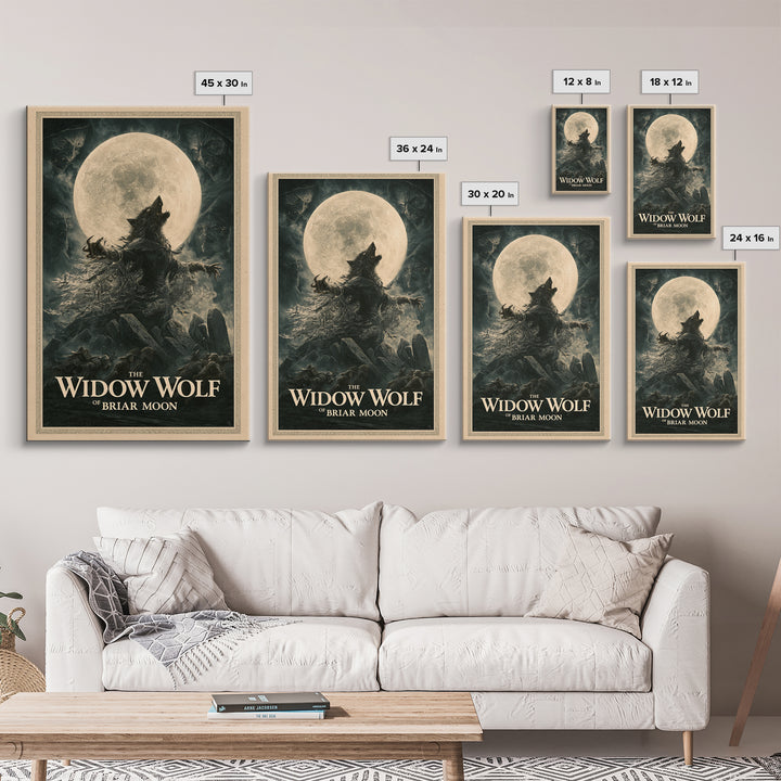 The Widow Wolf Of Briar Moon, English Language Horror Movie Poster, Dark Romantic Horror Art, Classic Monster Poster, Framed Canvas Print