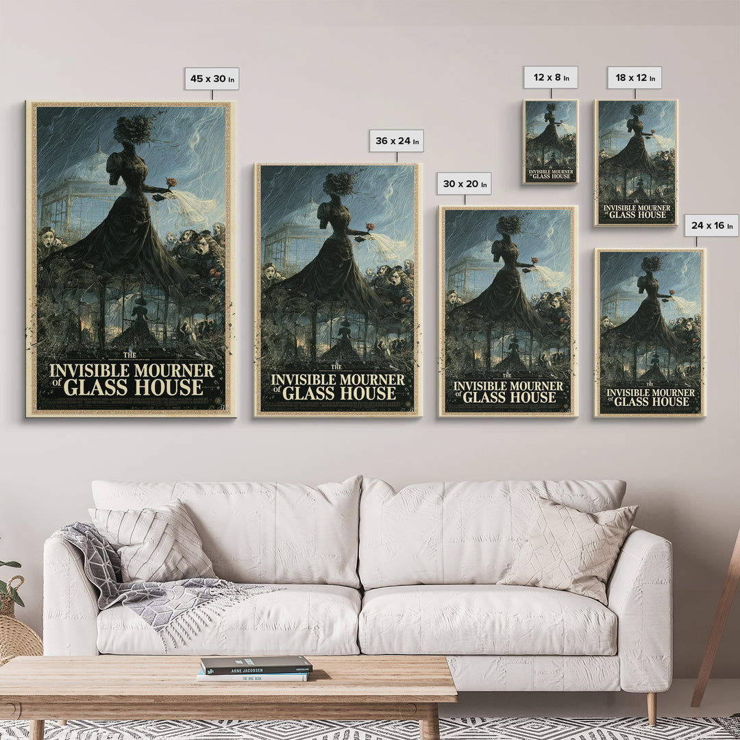 The Invisible Mourner Of Glass House, English Language Horror Movie Poster, Victorian Macabre Art, Classic Monster Poster