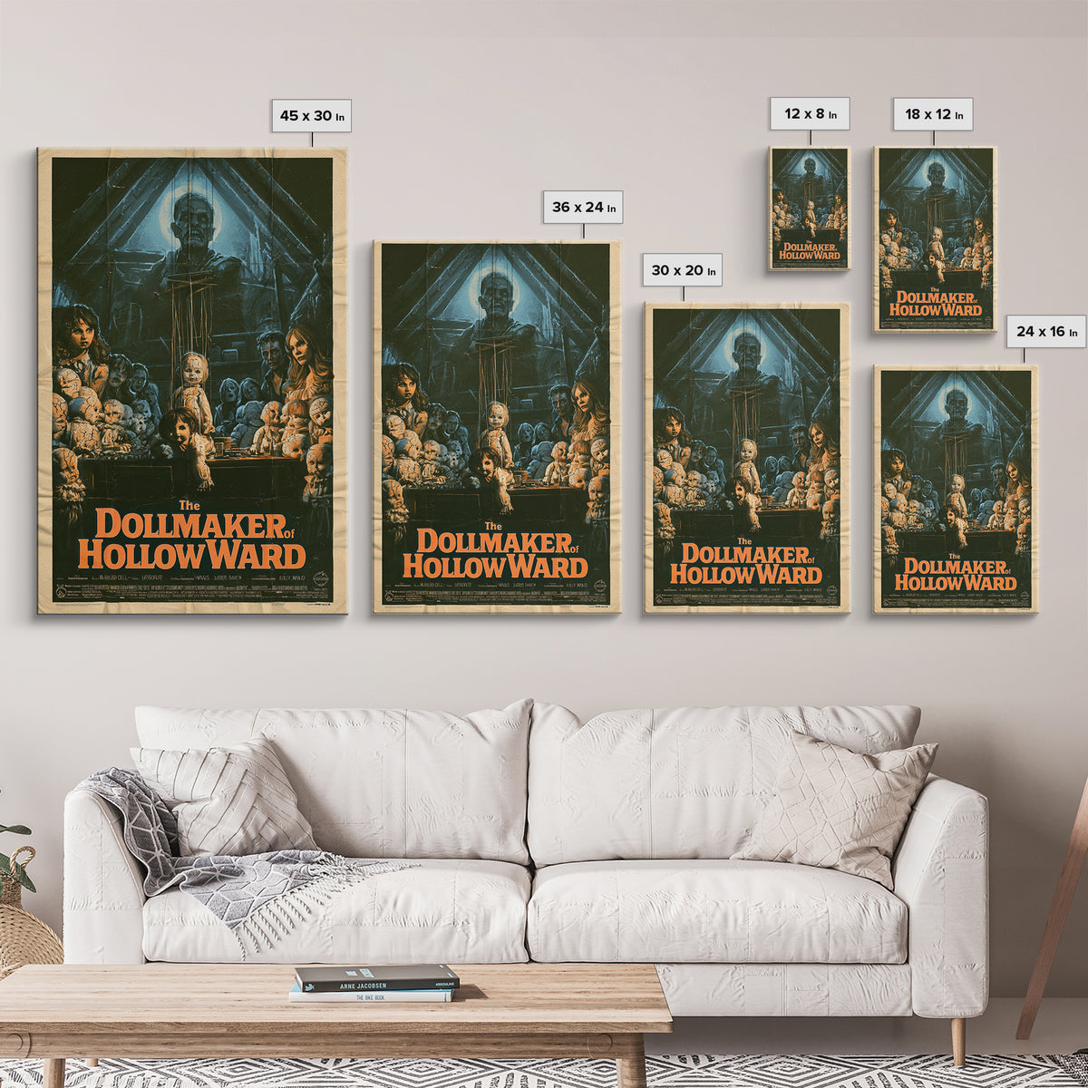 The Dollmaker Of Hollow Ward, English Language Horror Movie Poster, 1970s Horror Art, Retro Horror Movie Art, Canvas Print, Dark Fantasy Art