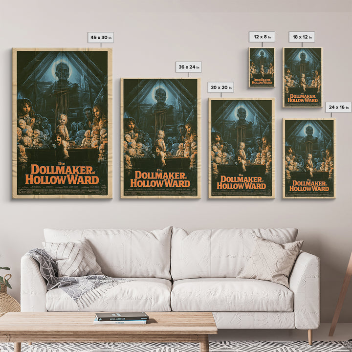 The Dollmaker Of Hollow Ward, English Language Horror Movie Poster, 1970s Horror Art, Retro Horror Movie Art, Canvas Print, Dark Fantasy Art