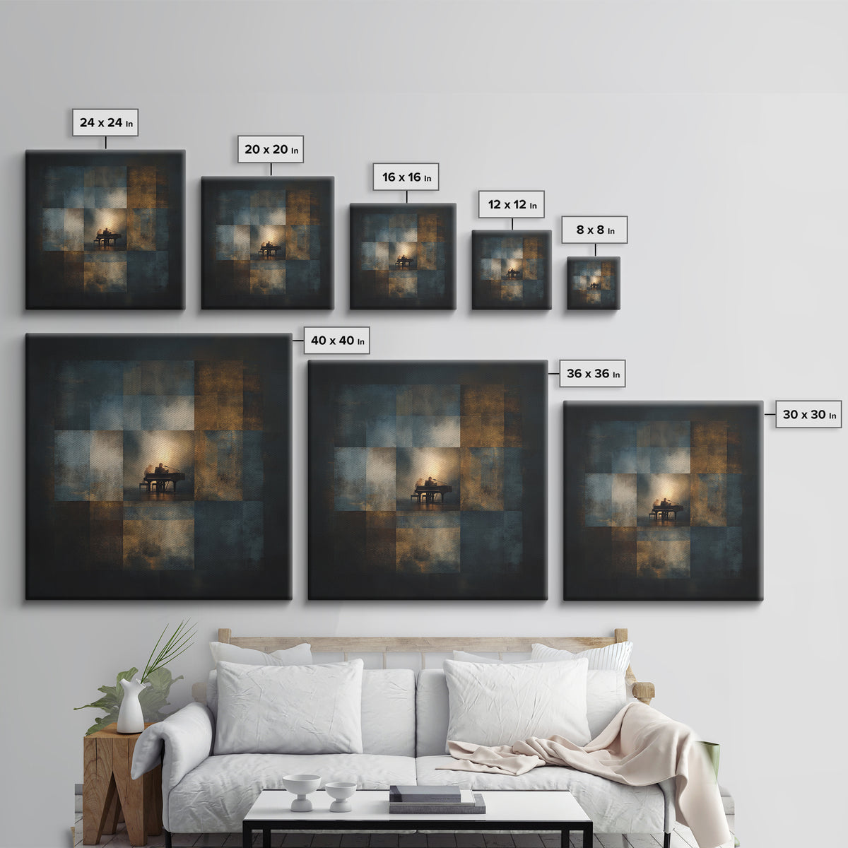 Album Cover Abstract Grid Canvas Print, Music Studio Art, Painting from Photo, Studio Decor, Abstract Art, Rhythm, MSA-1x1-18