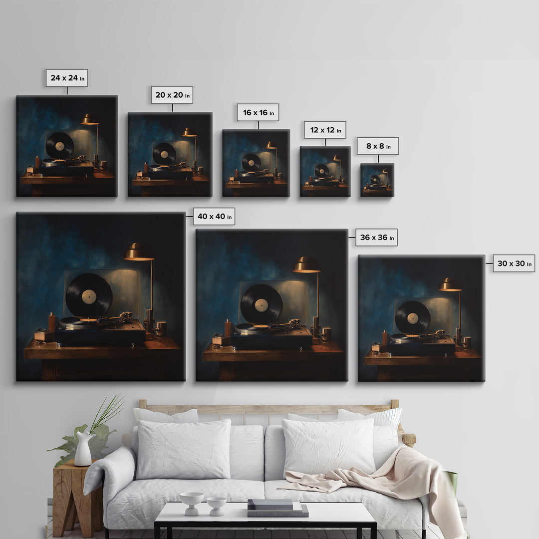 Vinyl Record and Turntable Still Life Canvas Print, Music Studio Art, Modern Wall Art, Studio Decor, Abstract Art, Rhythm, MSA-1x1-3