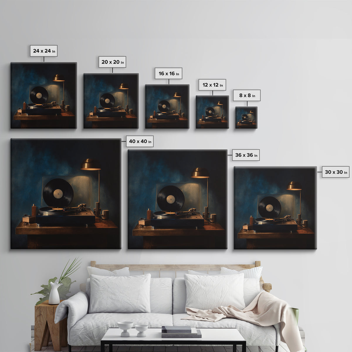 Vinyl Record and Turntable Still Life Canvas Print, Music Studio Art, Modern Wall Art, Studio Decor, Abstract Art, Rhythm, MSA-1x1-3