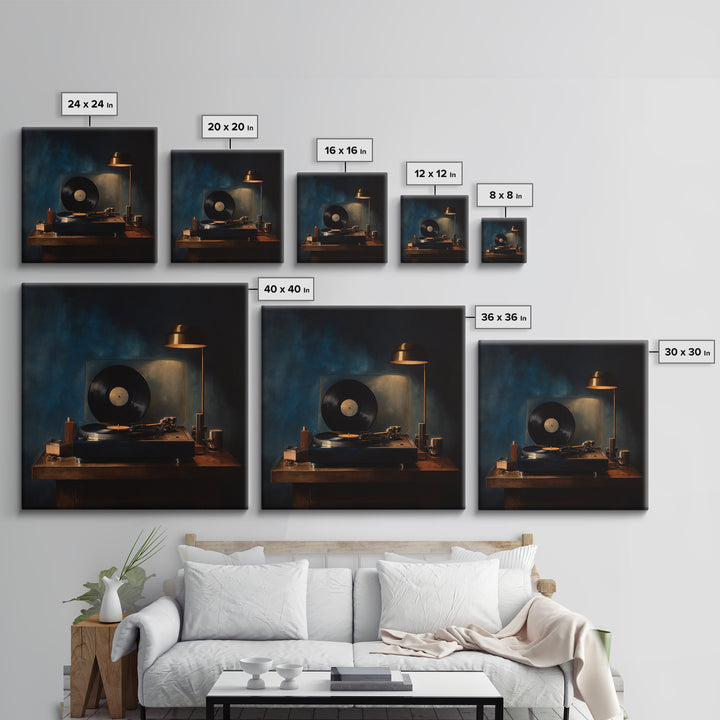 Vinyl Record and Turntable Still Life Canvas Print, Music Studio Art, Modern Wall Art, Studio Decor, Abstract Art, Rhythm, MSA-1x1-3