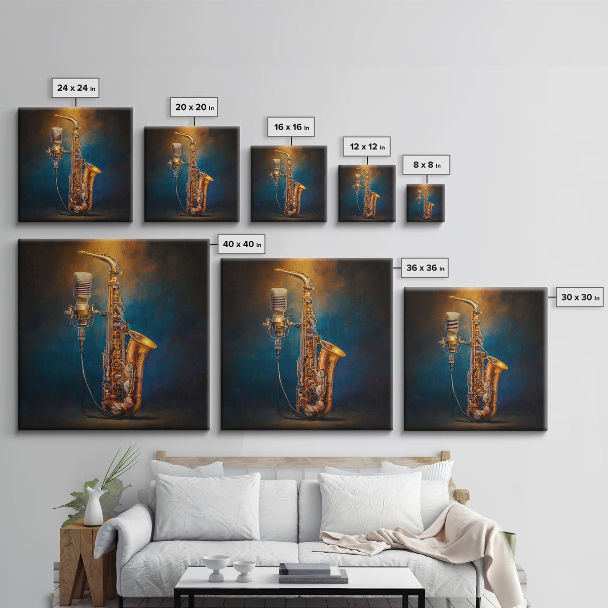 Microphone Portrait with Golden Spotlight Canvas Print, Music Studio Art, Painting from Photo, Studio Decor, Fine Art, Rhythm, MSA-1x1-31