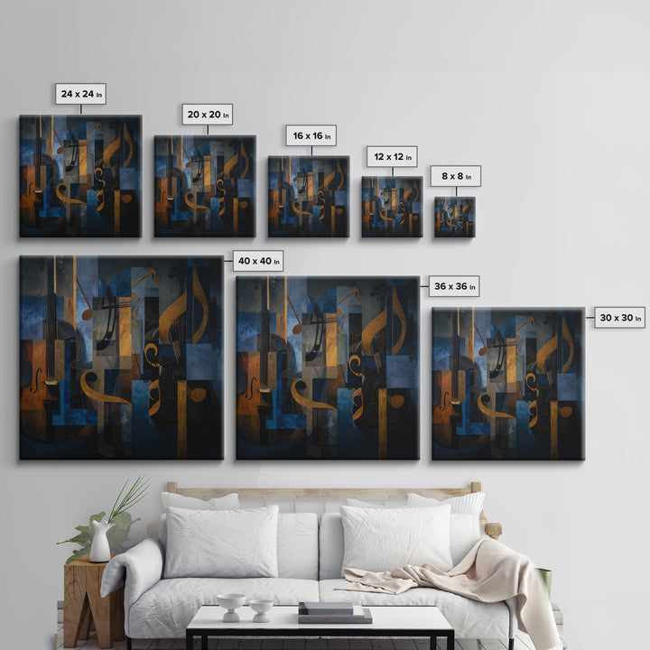 Musical Notes as Abstract Floating Shapes Without Canvas Print, Music Studio Art, Custom Painting, Studio Decor, Abstract Art, MSA-1x1-36