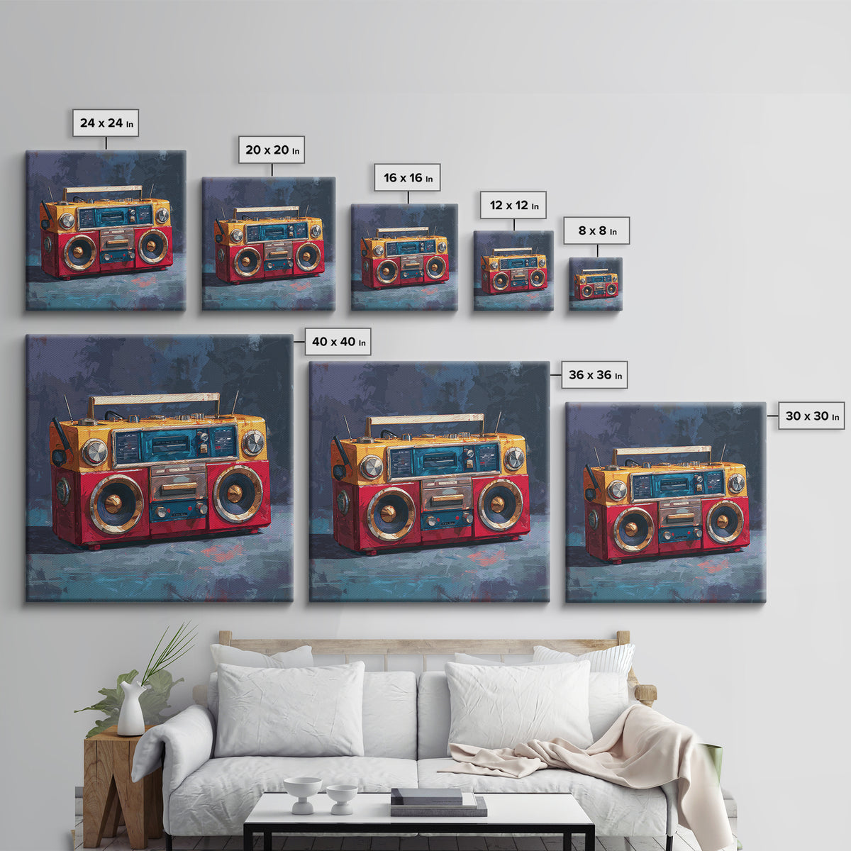 Hip Hop Boombox Framed Canvas Print, Music Studio Art, Gallery Decor, Studio Decor, Fine Art, Rhythm, Contemporary Art, MSA-1x1-41
