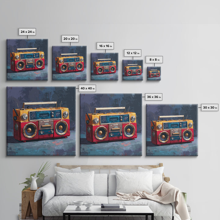 Hip Hop Boombox Framed Canvas Print, Music Studio Art, Gallery Decor, Studio Decor, Fine Art, Rhythm, Contemporary Art, MSA-1x1-41