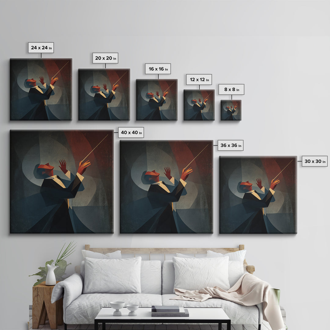 Orchestra Conductor Hands Framed Canvas Print, Music Studio Art, Scripture Wall Art, Studio Decor, Rhythm, Travel Wall Art, MSA-1x1-44