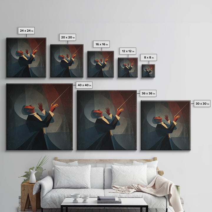 Orchestra Conductor Hands Framed Canvas Print, Music Studio Art, Scripture Wall Art, Studio Decor, Rhythm, Travel Wall Art, MSA-1x1-44