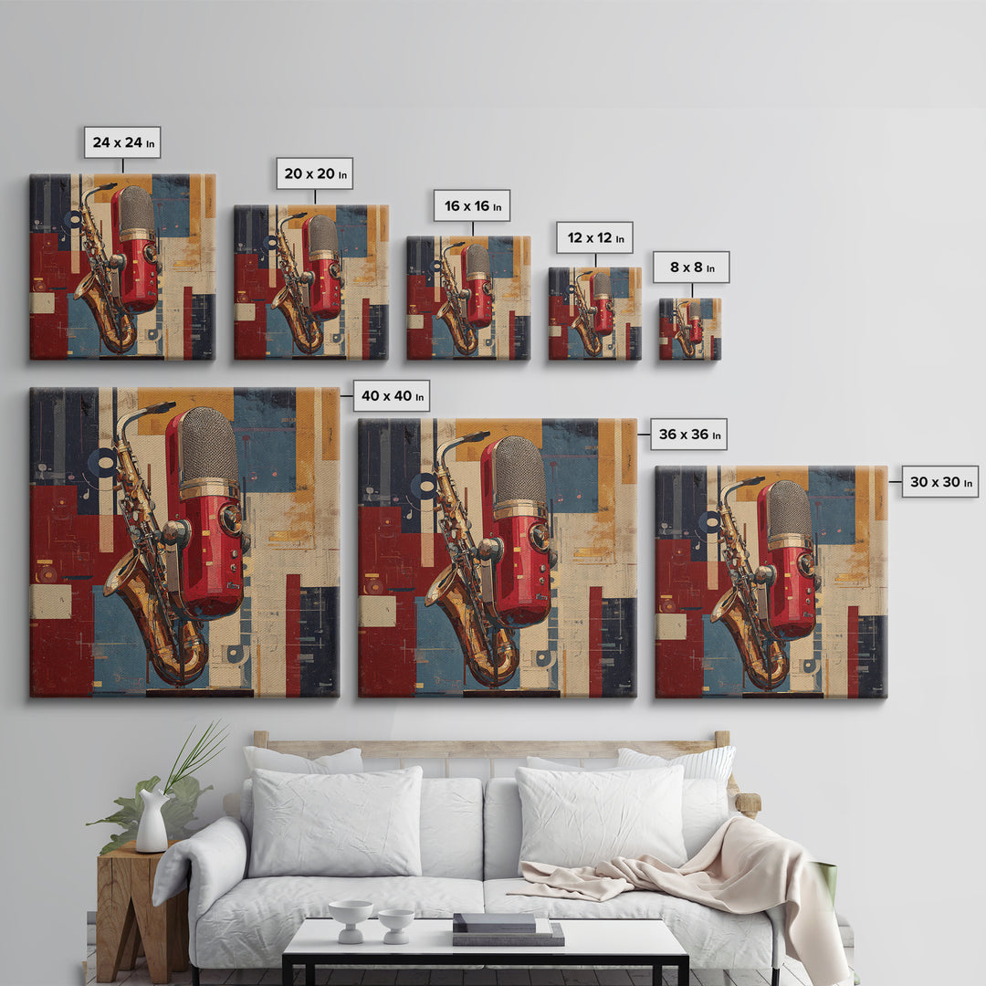 Abstract Rhythm Lines Like Painted Music Framed Canvas Print, Music Studio Art, Wall Art Printable, Studio Decor, Rhythm, MSA-1x1-47