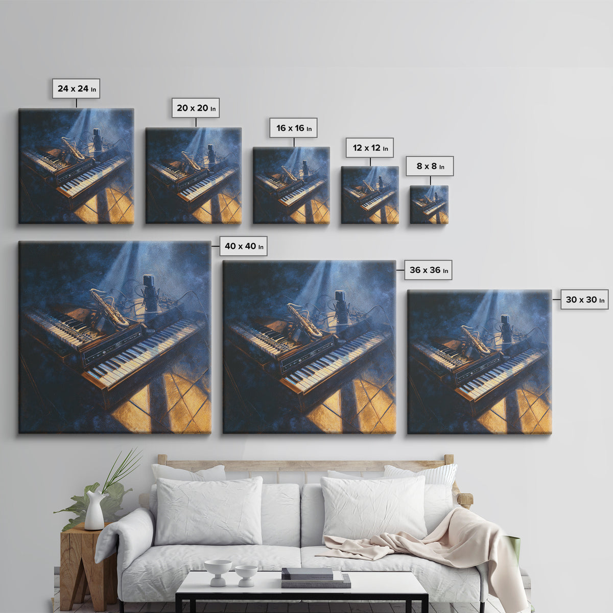 Piano Keys with Hands in Cinematic Shadow Framed Canvas Print, Music Studio Art, Fine Art Print, Studio Decor, Fine Art, Rhythm, MSA-1x1-53