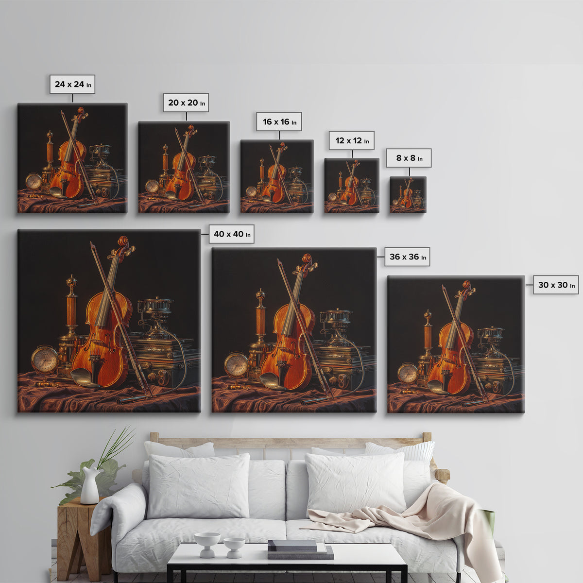 Violin and Bow Framed Canvas Print, Music Studio Art, Music Posters, Studio Decor, Fine Art, Rhythm, Music Lover, Gallery Decor, MSA-1x1-64