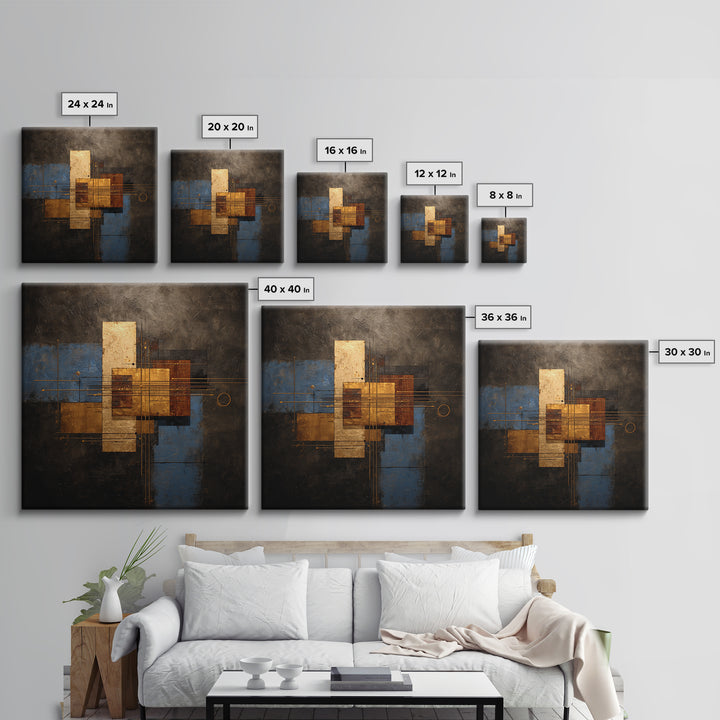 Abstract Rhythm Lines Like Painted Music Framed Canvas Print, Music Studio Art, Teen Room Decor, Studio Decor, Abstract Art, MSA-1x1-71