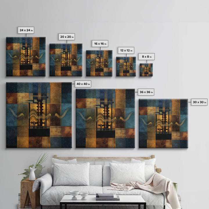 Album Cover Abstract Grid Canvas Print, Music Studio Art, Music Lover Gift, Studio Decor, Fine Art, Rhythm, Textured Painting, MSA-1x1-90