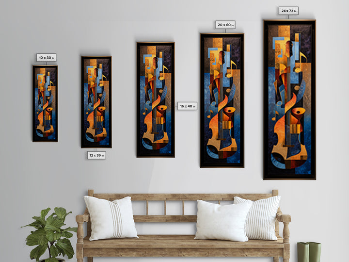 Musical Notes as Abstract Floating Shapes Without Framed Canvas Print, Music Studio Art, Art Print, Studio Decor, Rhythm, MSA-1x3-24