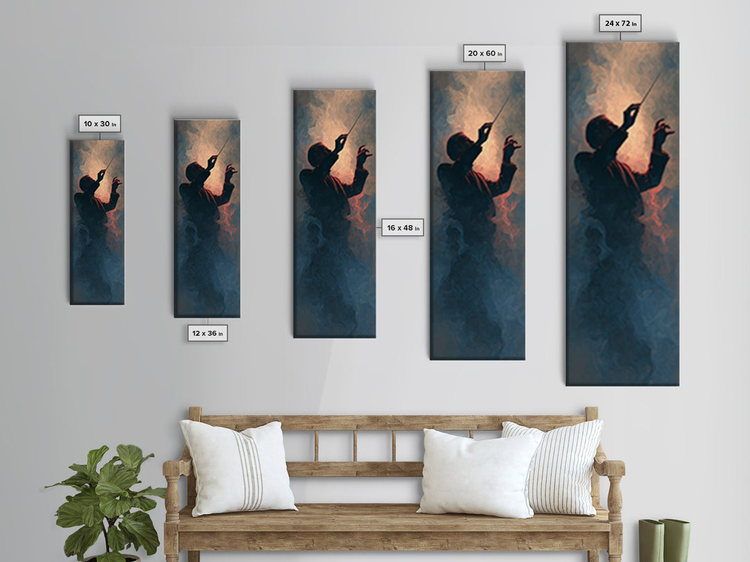 Orchestra Conductor Hands Canvas Print, Music Studio Art, Textured Painting, Studio Decor, Fine Art, Rhythm, Custom Painting, MSA-1x3-32