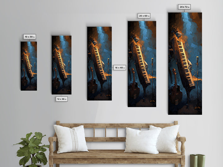 Piano Keys with Hands in Cinematic Shadow Canvas Print, Music Studio Art, Watercolor Print, Studio Decor, Fine Art, Rhythm, MSA-1x3-41