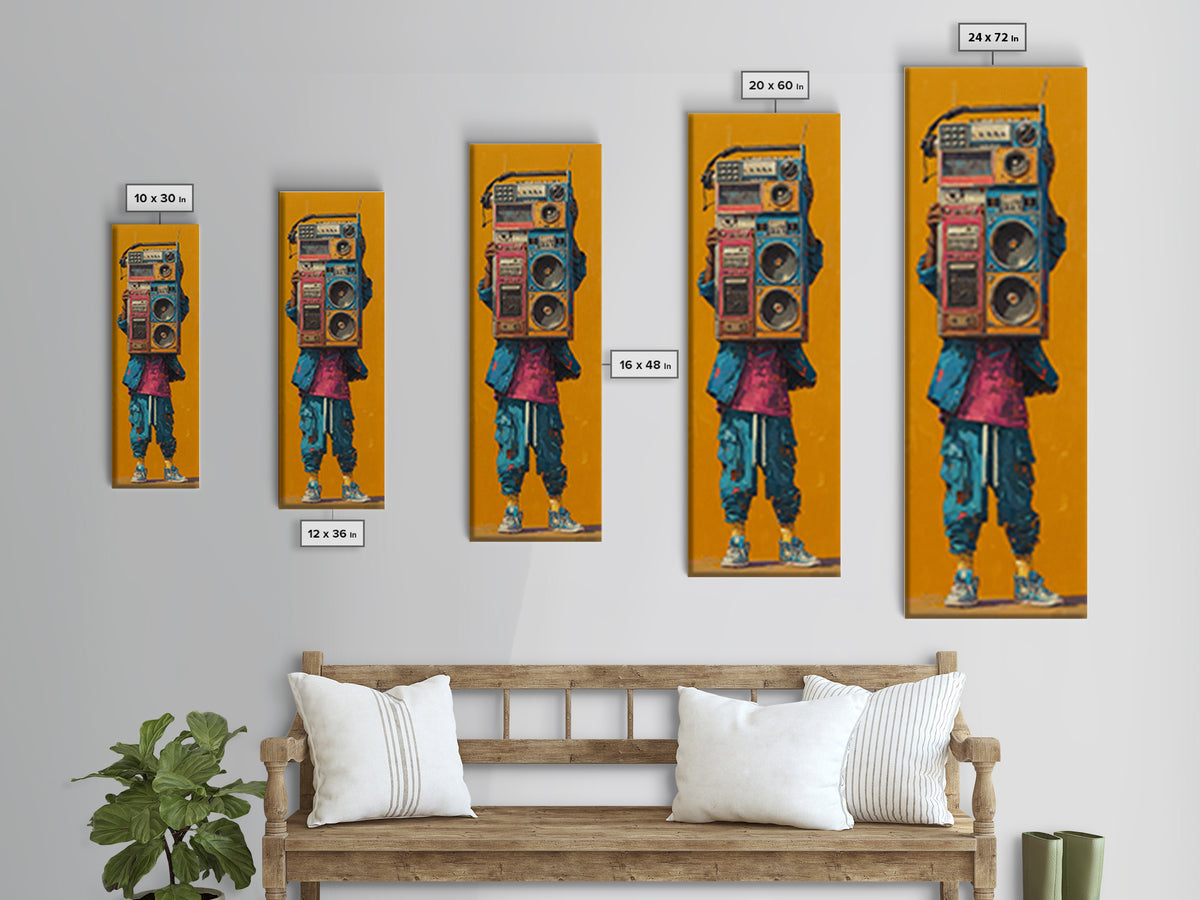 Hip Hop Boombox Canvas Print, Music Studio Art, Music Gift, Studio Decor, Fine Art, Rhythm, Room Decor, Textured Painting, MSA-1x3-5