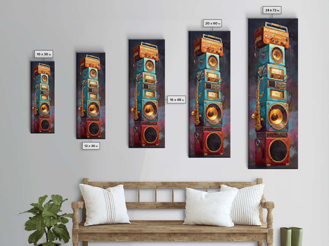 Hip Hop Boombox Framed Canvas Print, Music Studio Art, Modern Decor, Studio Decor, Fine Art, Rhythm, Home Decor, Wall Decor, MSA-1x3-53