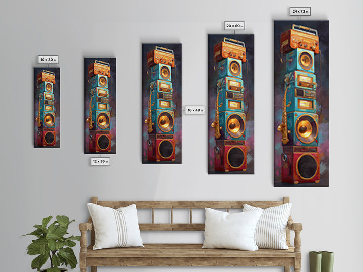 Hip Hop Boombox Framed Canvas Print, Music Studio Art, Modern Decor, Studio Decor, Fine Art, Rhythm, Home Decor, Wall Decor, MSA-1x3-53